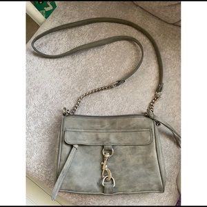 Distressed gray crossbody bag